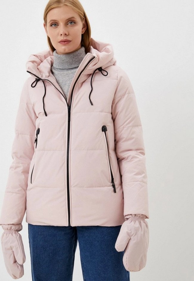 Куртка утепленная и варежки Winterra. Цвет: розовый. Сезон: Осень-зима