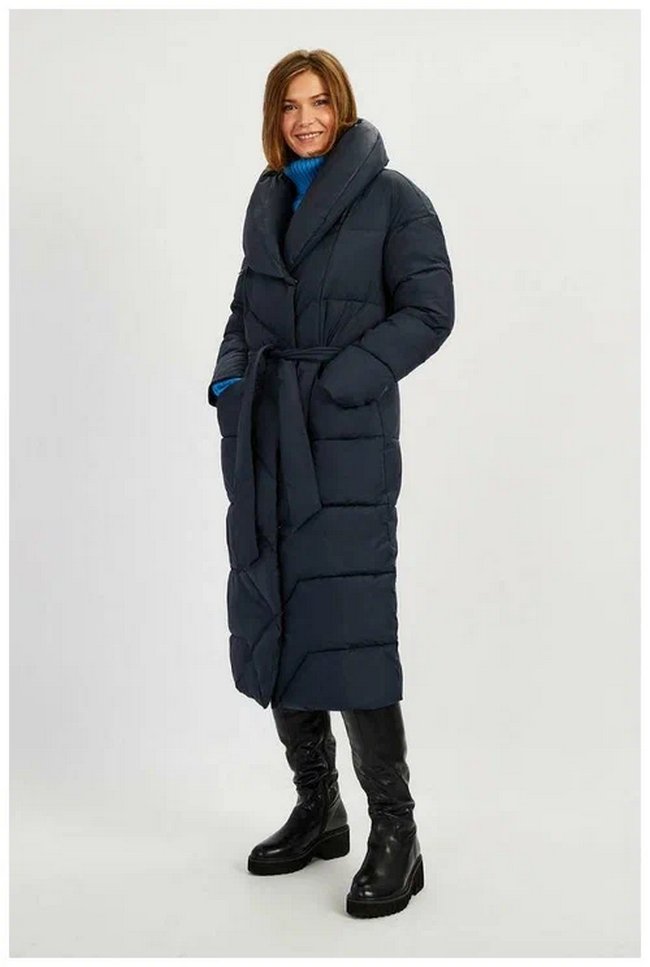 Куртка Baon, демисезон/зима, удлиненная, силуэт полуприлегающий, стеганая, влагоотводящая, водонепроницаемая, пояс/ремень, карманы, вентиляция, ветрозащитная, синий