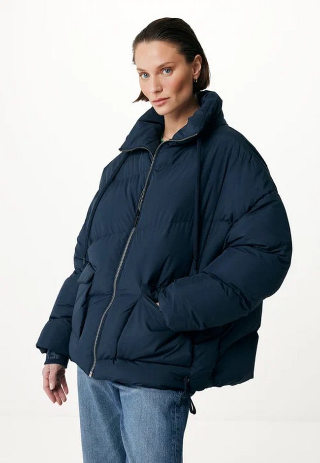 Куртка MEXX, демисезон/зима, средней длины, силуэт свободный, синий